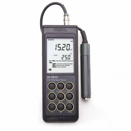 Medidor Conductividad/TDS/NACL/ºC Impermeable HANNA - HI9835